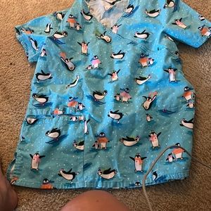 Cute penguin scrub top